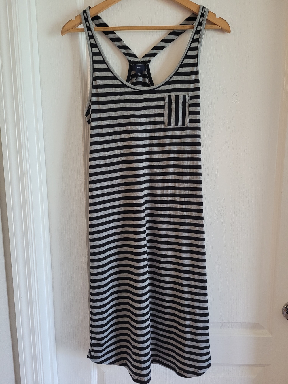 GAP Black & Gray Striped Racerback Tank Dress
